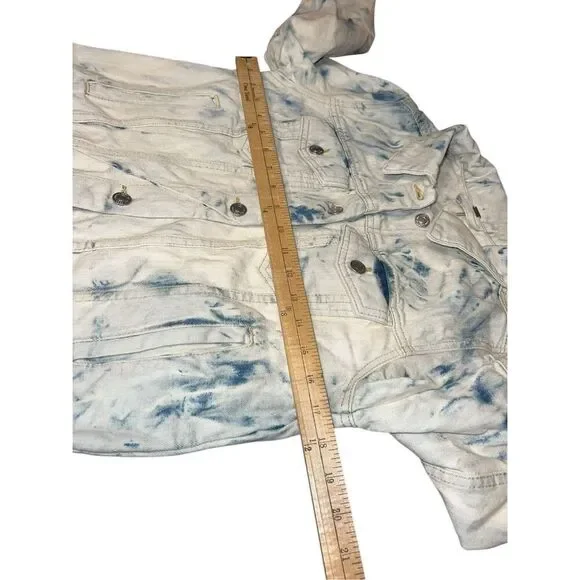 Free People woman’s XS Rumors Jones Tie Dye acid wash Blue Denim Jean Jacket - Picture 5 of 8